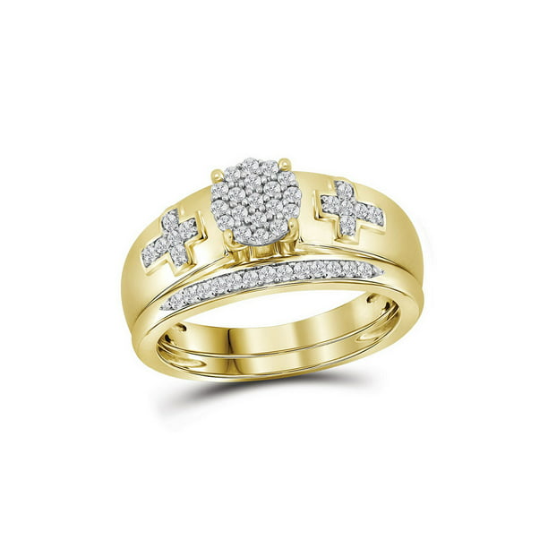 1/4 Ct Diamond Cluster bridal Flower Ring in 9K Solid Gold 